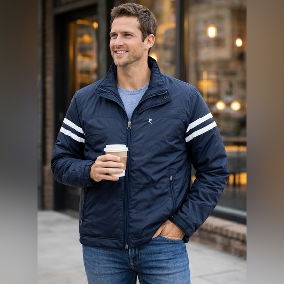 Nautica Other - Nautica Jeans Company Men’s Jacket Medium Blue Nylon Quilted Lined Zip Up
